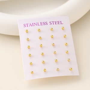 Minimal Tiny Square <b>Crystal</b> Ear <b>Studs</b> Stainless Steel Gold Plated Anti-allergy Multi Pairs Card Pack Ladies Dating Gift - Product Image 5