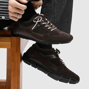 Baskets Derby noires pour hommes, design classique à bout en T, chaussures décontractées minimalistes, confortables, légères, baskets urbaines tendance - Product Image 4