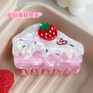 Molletta per capelli a forma di torta di fragole, molletta per capelli a forma di squalo per la parte posteriore della testa, accessorio per capelli per ragazze - Product Image 1