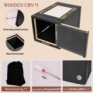 Wooden Cremation Urn With Photo Frame Rectangle Black Durable Pet <b>Memorial</b> <b>Box</b> - Product Image 4