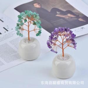 DIY Money Tree Rose Quartz Crystal Copper Wire <b>Ceramic</b> Base Home Decoration Feng Shui <b>Ornament</b> - Product Image 5