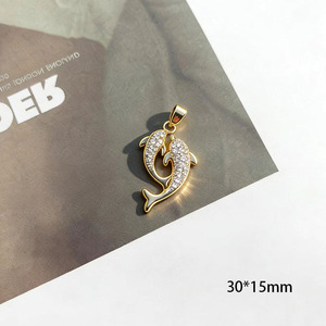 Colgante de aleación de cobre con forma de planta de 16x16mm con pedrería para collar, accesorios de joyería DIY - Product Image 3