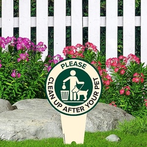 Heavy-Duty Rust-Free Aluminum Composite Sign for Indoor/Outdoor Use Please Clean Your Pet Sign Integrated <b>Ground</b> <b>Stakes</b> PP Cut - Product Image 1