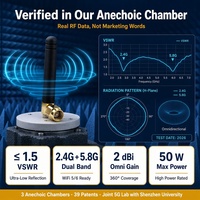 Antena WiFi Mini Personalizada de Doble Banda 2.4GHz 5.8GHz, Conector SMA Macho en Ángulo Recto, Antena de Goma de 2dBi, Fabricante OEM