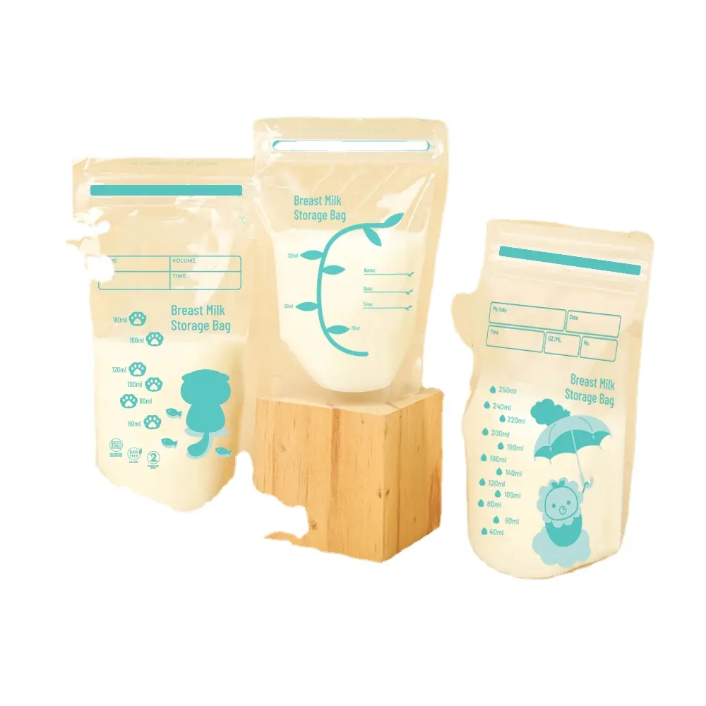 특별한 디자인 모양 부어 주둥이 유방 우유 보관 파우치 BPA 무료 아기 수유 모유 수유 보관 가방