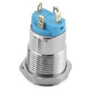 Interruptor de Botón Pulsador Ultracorto de Acero Inoxidable, Auto-Reiniciable, 12 mm (12-24 V Máx. 3 A), Rojo/Azul - Product Image 3