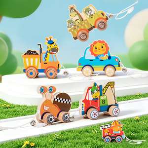 Juguete de arrastre de animales de madera Montessori, andador para bebés, coche de arrastre educativo temprano para niños pequeños, compañero de paseo para niños pequeños - Product Image 2