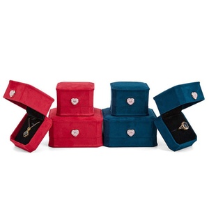 Trendy Modern Rectangle Jewelry Packaging <b>Boxes</b> Heart Button Design for Valentine's Day Gift Sets Including Rings Pendants - Product Image 2