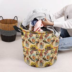 Bolsa de Compras Plegable con Estampado de Vaca Estilo Occidental Personalizada/al por Mayor, Cesta de Almacenamiento de Ropa Sucia con Asa - Product Image 4