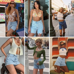 Nuevos shorts <span class=keywords><strong>vaqueros</strong></span> de verano para mujer, corte regular, adelgazantes, pierna ancha, vintage, corte bootcut, cintura media, de secado rápido, en stock, envío aleatorio. - Product Image 3