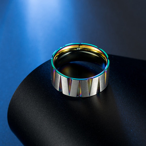 Geometric <b>Titanium</b> Steel <b>Ring</b> <b>Black</b> Colorful Gold Unisex Fashion Jewelry Gift - Product Image 4