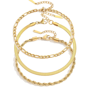 Bracelets de cheville en acier inoxydable plaqué or, 4MM, 14K, Figaro torsadé, serpent plat, chaîne à maillons, pour femmes et hommes, bijoux de <span class=keywords><strong>pied</strong></span> - Product Image 1