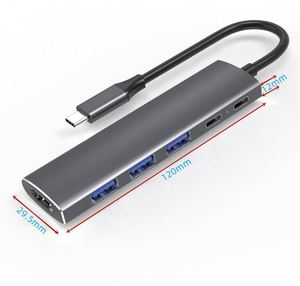 6 in 1 Aluminum Alloy Hub <b>Adapter</b> <b>USB</b> <b>Type</b> <b>C</b> 3.0 <b>USB</b> Computer Docking Station - Product Image 2