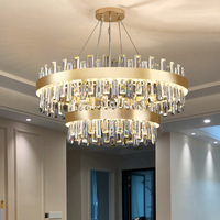 Lustre LED Rond de Mariage en Cristal Style Classique Moderne de Luxe pour Villa, Hôtel, Salon, Suspension à Hauteur Réglable