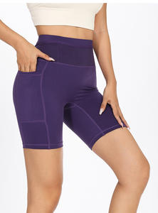 High Waist Quick Dry Yoga Shorts with Elastic Waistband Pocket Tummy <b>Control</b> Breathable Fitness Workout <b>Leggings</b> For Marathon - Product Image 3