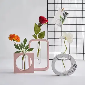 हस्तनिर्मित giftTest-ट्यूब फूलदान सिलिकॉन मोल्ड वर्ग आयत सर्कल आकार फूलदान सजावट मोल्ड सीमेंट प्लास्टर सजावटी मोल्ड