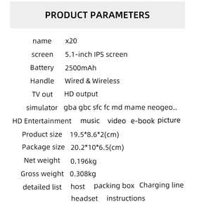 Nouveauté 2022 <span class=keywords><strong>X20</strong></span> 64 bits 5,1 pouces 8 Go Console de jeu portable rétro Console de jeu vidéo 5,1 pouces Écran de jeu pour <span class=keywords><strong>PSP</strong></span> - Product Image 5