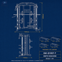 Gm-q1007 Machine Smith multifonctionnelle de fitness, vente en gros usine, pile de poids 325 kg, certifiée CE ISO9001, garantie 3 ans, usage domestique