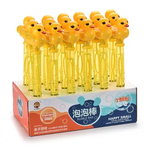 Cute Duck Shape Bubble Wand With Plastic Whistle Toy 35ml Duck Bubble Stick