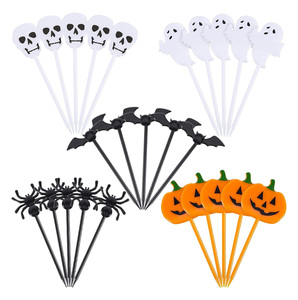 50 Palillos Decorativos para Cupcakes con Temática de Cumpleaños, Decoración para Pasteles, Palillos de Plástico con Forma de Fantasma para Halloween - Product Image 2