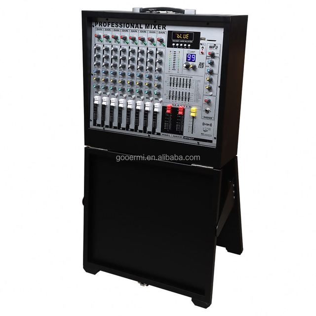 MIX-808 PRO Professional 8-Channel Powered Mixer Amplifier with Foldable Stand USB Playback DJ Soundboard Stage PA System