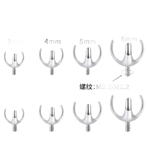 Têtes de remplacement pour clous d'oreille en alliage de titane F136 à trois griffes, creuses, de type à vis, forme géométrique, bijoux de piercing unisexe - Product Image 2