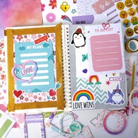 Set Diario Fai-da-Te Rosa, Confezione Regalo con Diario, Scrapbook e Adesivi, Set Diario per Bambini SH014 Cina