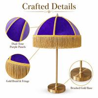 Lampe de table rechargeable pour mariage, abat-jour en velours violet à franges, sans fil, à intensité tactile, lampe de chevet pour la décoration de salle de banquet