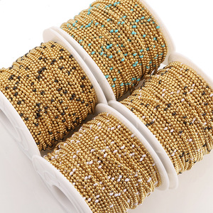 <b>Beaded</b> Chain 18k Gold Enamel Round Stainless Steel Jewelry Findings For Bracelet Making DIY Accessories - Product Image 4