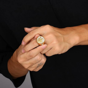 Bague de mode pour femme, bijoux fins, bague en acier inoxydable, bague plaquée or, bague de fiançailles style feuilles - Product Image 3