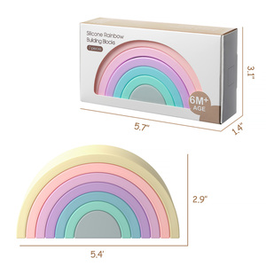ODM-bloques de apilamiento de silicona sin BPA para bebés, mordedor de apilamiento de arcoíris para niños, juguete educativo para bebés - Product Image 3