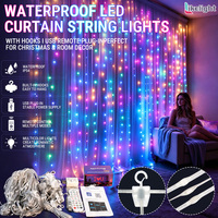 Luces de Cortina Navideñas Inteligentes OEM con Control por Aplicación, RGB, Cambio de Color, WS2811, 400 LED, DC5V, IP54, Sincronización con Música, para Decoración de Ventanas de Dormitorios y Fiestas