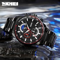 Reloj Deportivo de Cuarzo SKMEI 9250 para Hombre, Cronógrafo, Fase Lunar, Resistente al Agua 30M, Correa de Acero Inoxidable, Llegada en 2025