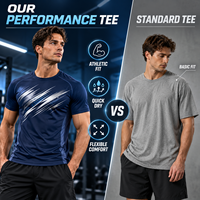 T-shirt de sport pour homme à manches courtes, respirant, séchage rapide, pour la gym, la course à pied et l'entraînement, bleu marine