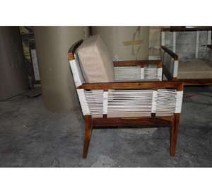 Conjunto de Sofás Seccionales en Forma de L para Exteriores, de Madera de Teca Moderna, con Trenzado de Cuerda y Respaldo Acolchado, Muebles Ecológicos de RD Wood - Product Image 4