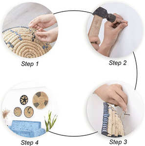 Panier mural rond tissé Art Déco, artisanat avec motif personnalisable, ensemble multi-pièces pour usage domestique et commercial - Product Image 5