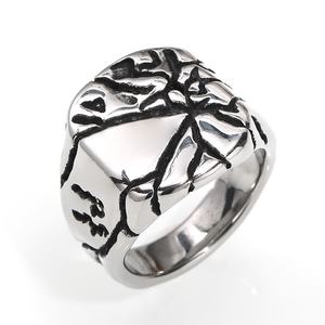 Anillo de Plata Impermeable con Diseño Retro, Personalidad Exagerada, Efecto Agrietado y Engaste Pavé, Joyería de Moda Punk Geométrica - Product Image 3