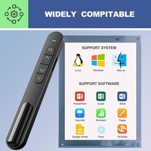 Présentateur sans fil puissant avec pointeur laser USB, télécommande noire ou blanche pour PowerPoint, pour les présentations - Product Image 6