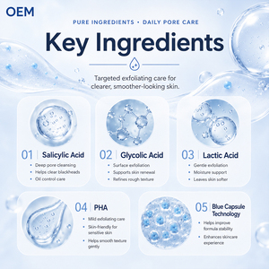 Nettoyant Visage en Capsules Bleues OEM ODM AHA BHA PHA Triple Acide, Raffinant les Pores, Contrôle de l'Acné, Mousse Exfoliante, Fournisseur d'Usine - Product Image 3