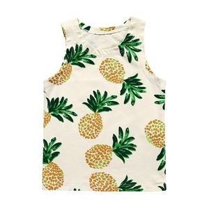 <span class=keywords><strong>Gilet</strong></span> d'été européen américain pour enfants Ins Yellow Pineapple Kidsren's T-Shirt Casual Cotton Baby Sleeveless Top 100% Cotton - Product Image 6
