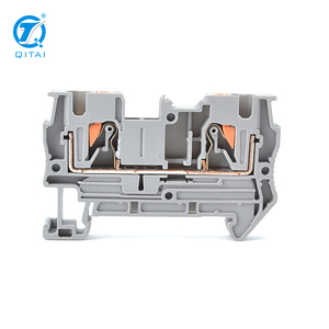<span class=keywords><strong>Terminales</strong></span> Eléctricos QPT4 de 4 mm², Gris Azul Naranja, Contacto de Cobre, Resistentes al Fuego, PA66, 800 V, 32 A, Bloque de <span class=keywords><strong>Terminales</strong></span> de Riel DIN - Product Image 1