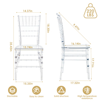 Chaises Napoléon Chiavari en Résine Transparente en Gros Chaises de Mariage et de Fête en Acrylique Transparent pour Salle à Manger