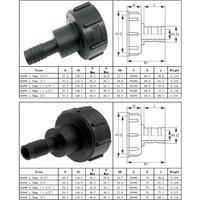 Conteneur IBC Anschluss Reduziedeckel Schlauchtuelle Gartenschlauchanschluss Verbinder IG S60x6 Mit Schlauchanschluss 3/4"