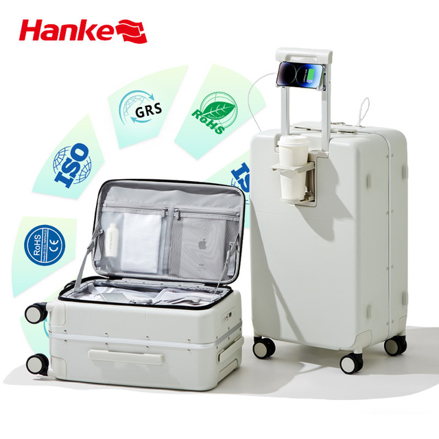 Hanke New Arrival Carry on Luggage with USB Charging Port Fashion Suitcase for Travel Hard Case Trolley Travelling Bags Luggage