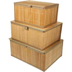 Hot Selling Foldable Storage <b>Hamper</b> Bamboo Laundry Basket with Removable Bamboo Lids - Product Image 1