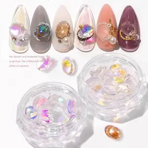 Aurora Series Japanese Style Nail Art Jewelry Natural Irregular Gemstones For Diy Nail Art Decorative Crystal Stones