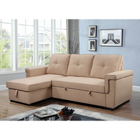 Großhandel Hochwertiges Europäisches Zweisitzer-Stoffsofa mit Armlehne, USB-Anschluss, Stauraum, L-förmiges Schlafsofa, Modernes Design, Langlebig