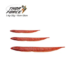 THOR FORCE Straight Tail Soft Fish Lure15cm 3.4g*2pcs/box Transparent Knife-Fish Bionic Soft Bait Sea Fishing Boat Fishing