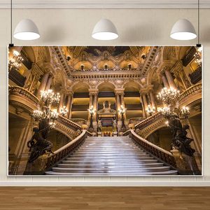 YiarTaan Fond de photographie de luxe de style château européen doré, intérieur d'église ancienne, lustre, escalier, grande taille 7x5 pieds, pour filles - Product Image 2