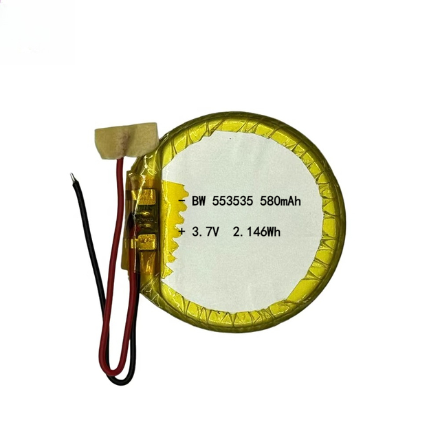 Factory Supply Rechargeable 3.7V 580mAh BW553535 Round Battery for Smart Devices Round Shape Lithium Polymer Battery